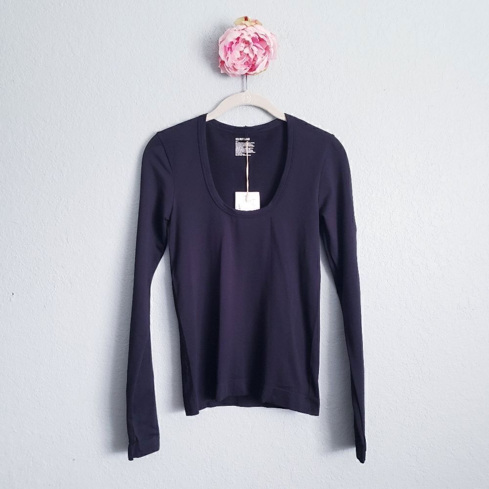 Helmut Lang Black Seamless Scoop Neck Long Sleeve Top